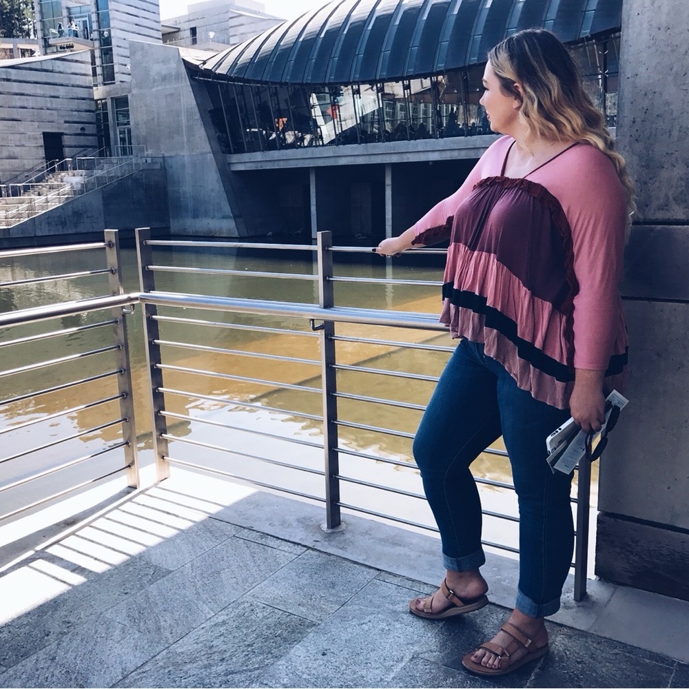 Anthropologie Pink ruffle Blouse